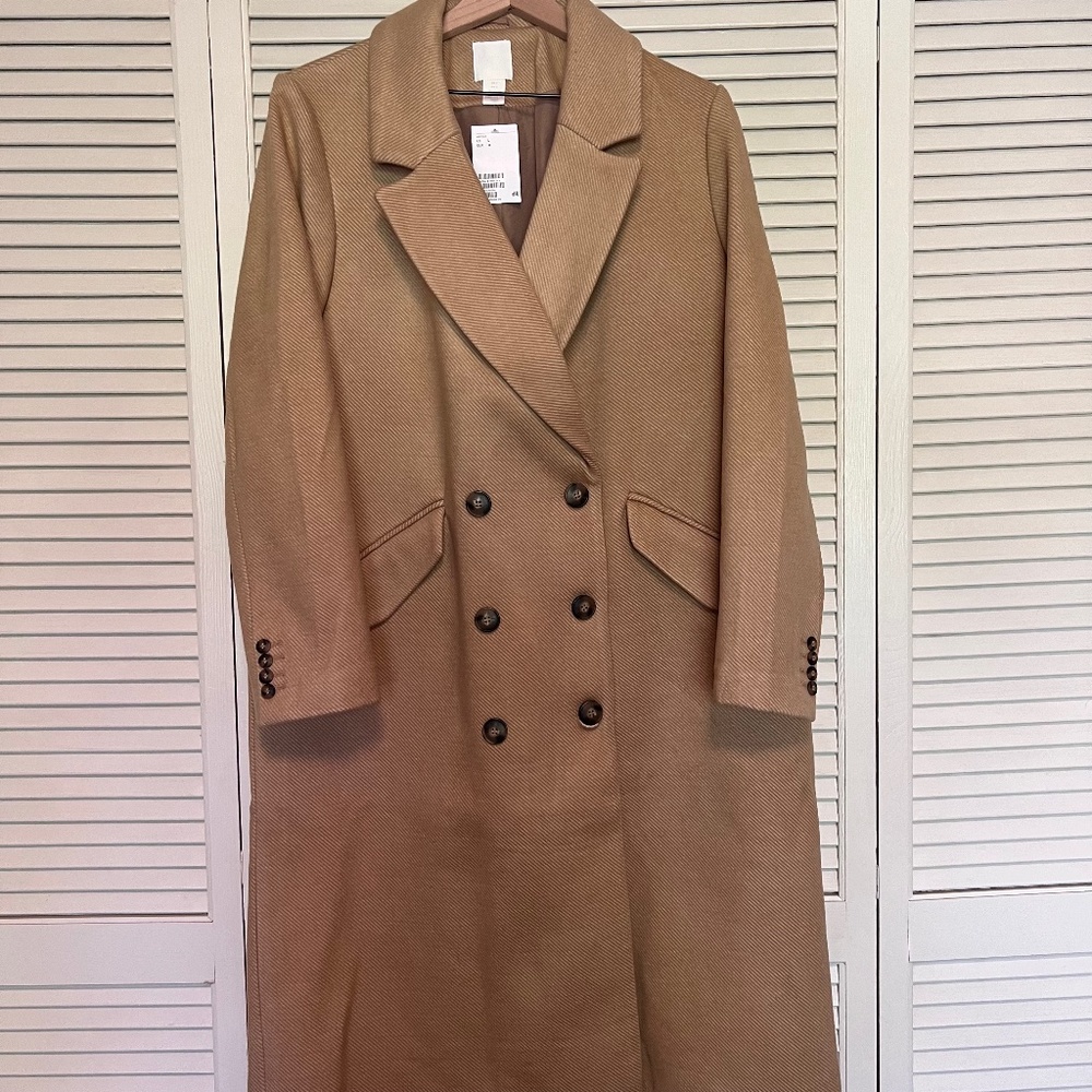 H&M Double Breasted Tan Coat Size Large